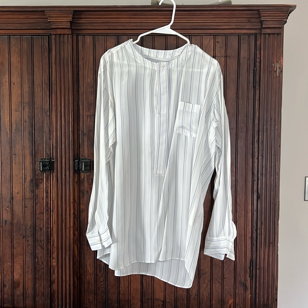 Comme des Garçons, blue and white striped blouse.